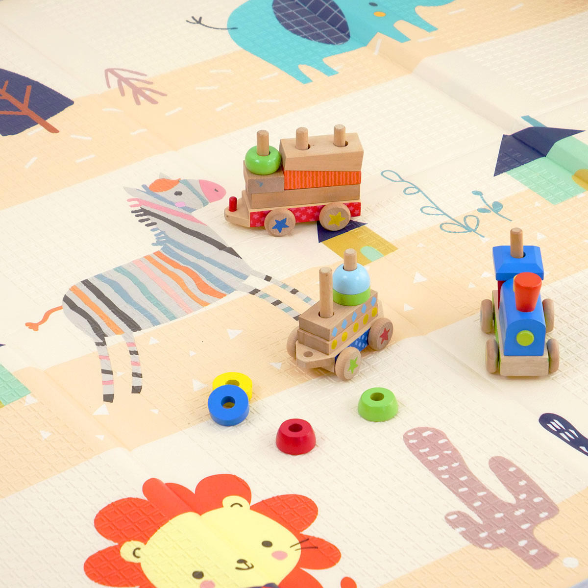 プレイマット 折りたたみ式 リバーシブル エンボス加工 フチ付き 約150