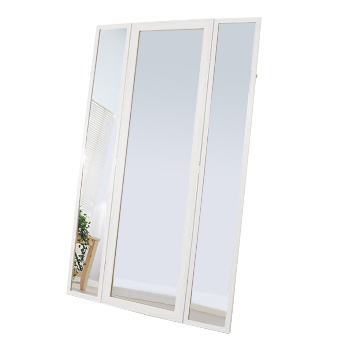 スタンドミラー 全身 木目調 三面鏡 50〜100×160cm （ ミラー 鏡 姿見