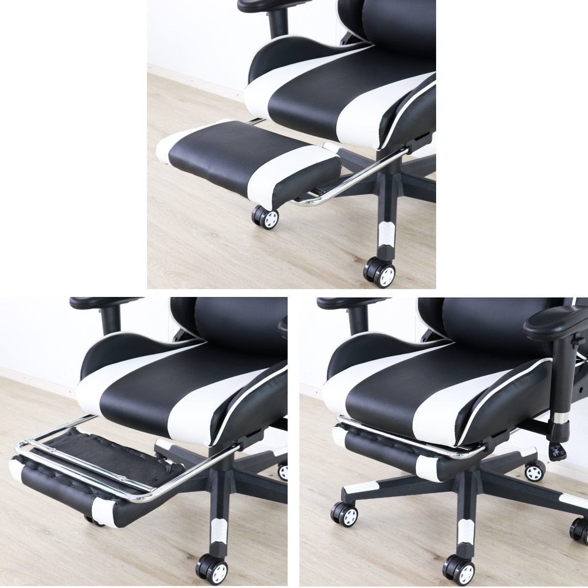 ゲーミングチェア 疲れにくい 座面高44〜54cm 肘可動 フットレスト