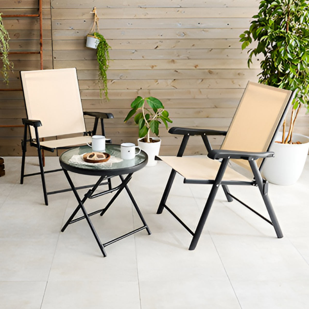 HAGiHARA（萩原） テーブルチェアセット 3点セット 完成品 折りたたみ