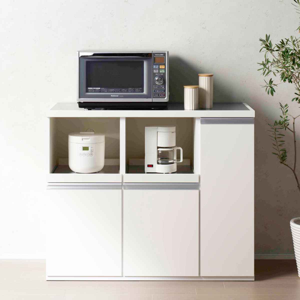 【はな】フナモコ キッチンカウンター 食器棚 キッチンボード レンジ台 フナモコ キッチン カウンター STW-1150 ステンレストップ 完成