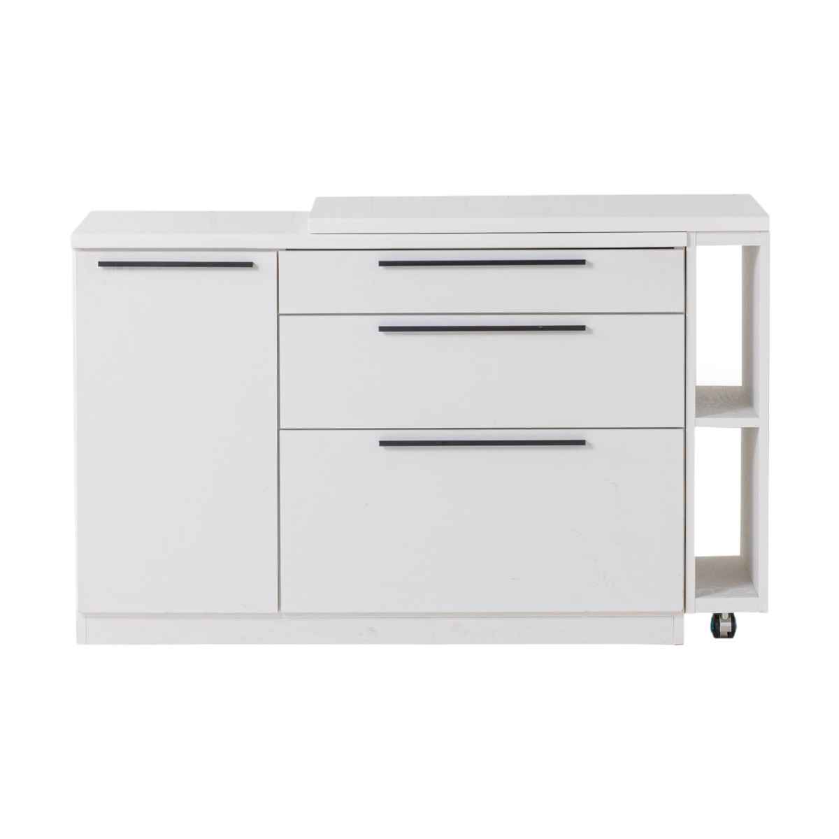 キッチンカウンター 伸縮式 光沢天板 幅136-207cm （ キッチン収納