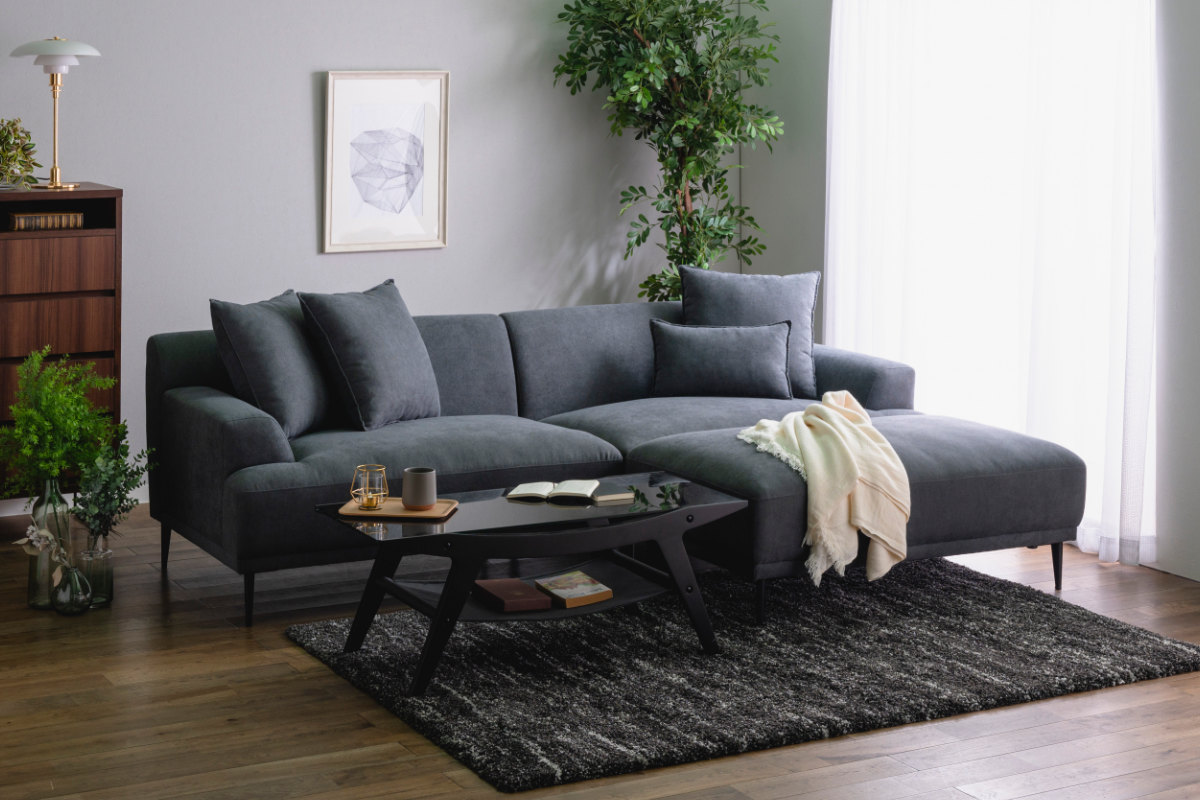 コーナーソファ コンパクト ロータイプ スツール クッション付き