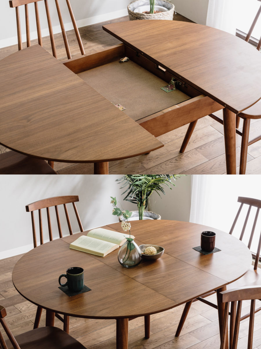ダイニングテーブル 丸テーブル 4人掛け 伸縮 木製 幅90cm （ 幅120cm