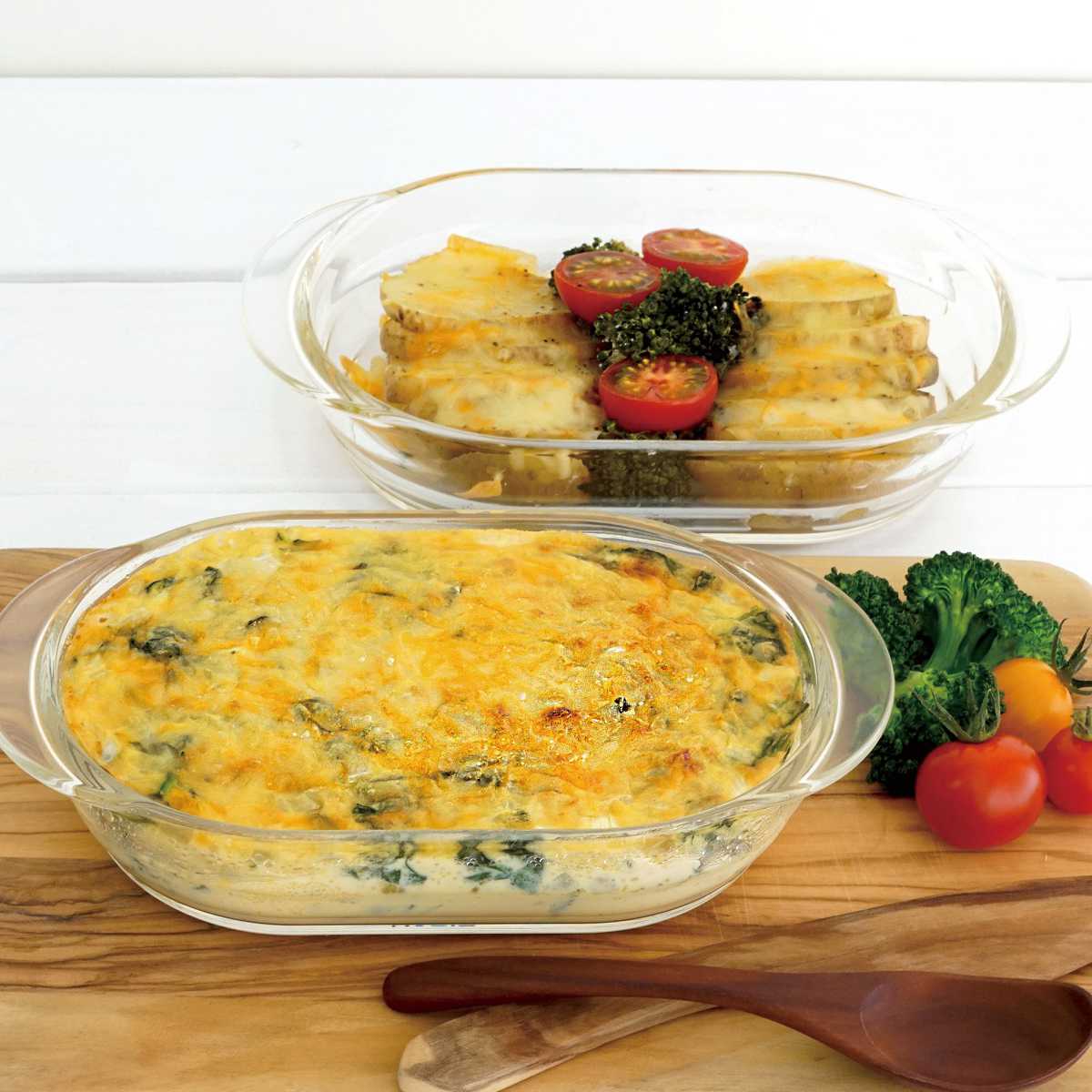 ハリオ グラタン皿 21cm 耐熱ガラス 2個入り （ HARIO 食洗機対応 電子