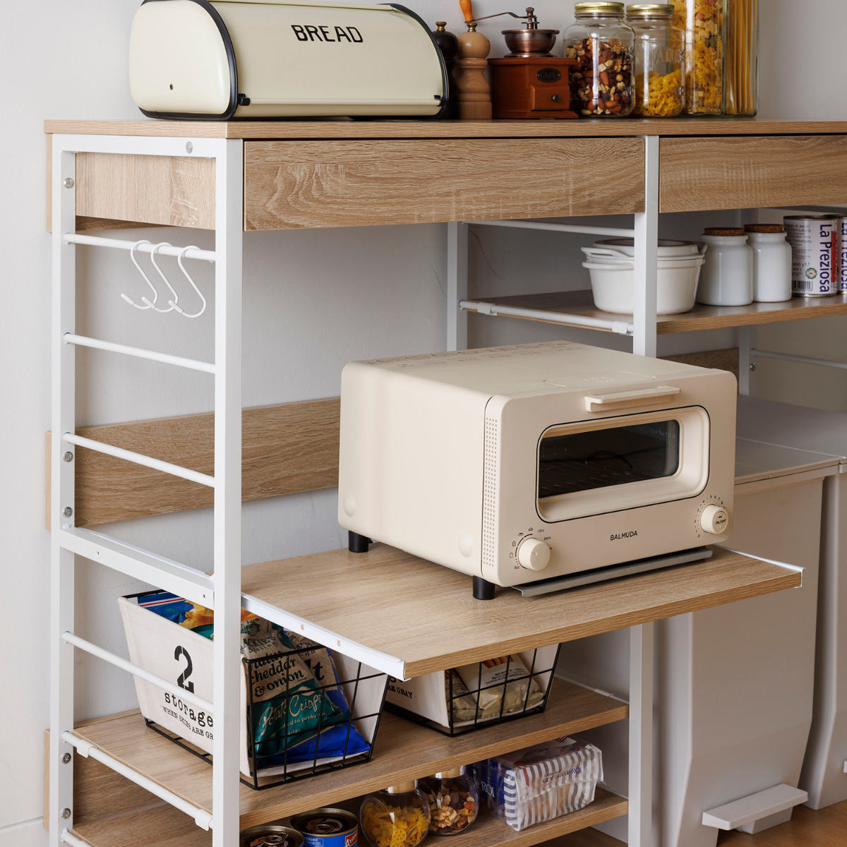 サン・ハーベスト キッチンカウンター 引出し付 ダストボックス収納 幅