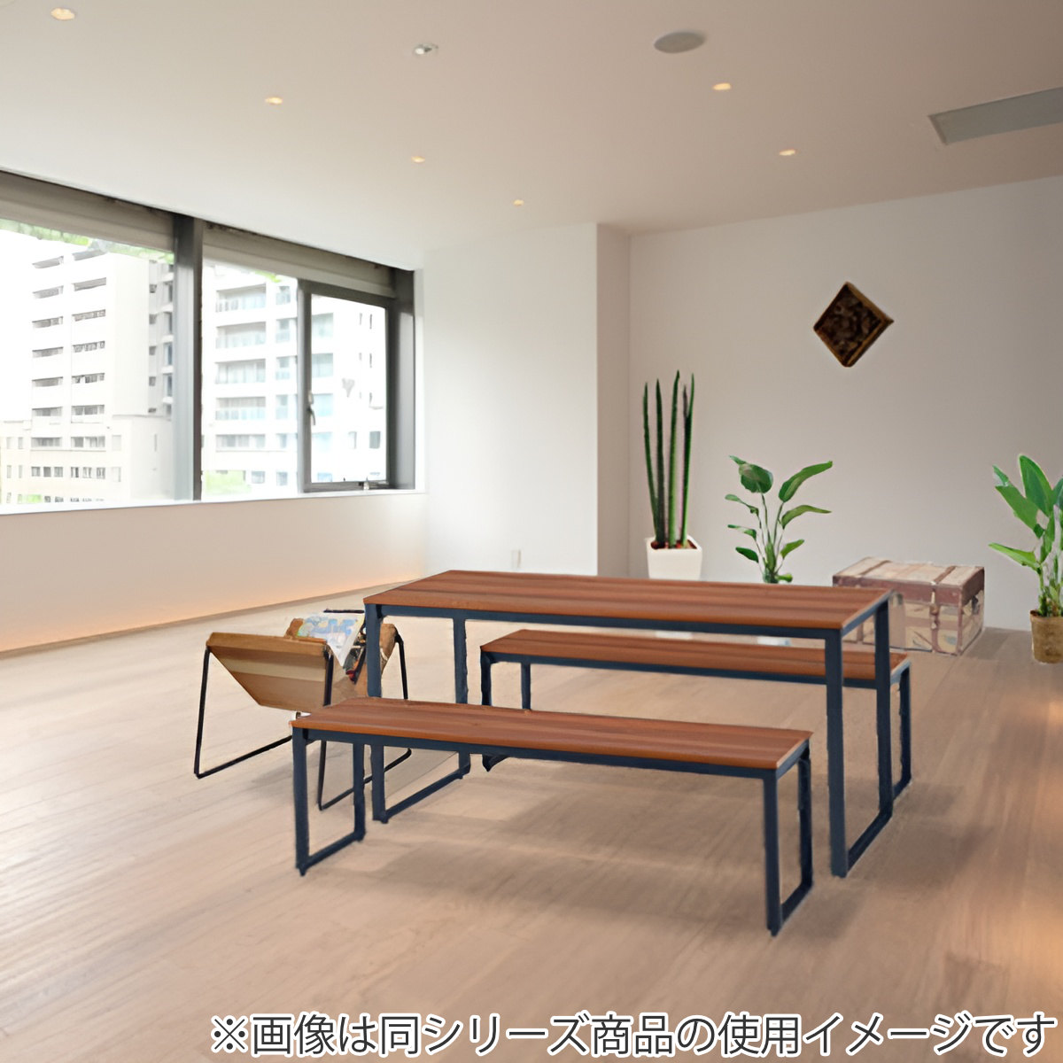 ベンチ 幅110cm 2人掛け スチールフレー...の詳細画像5