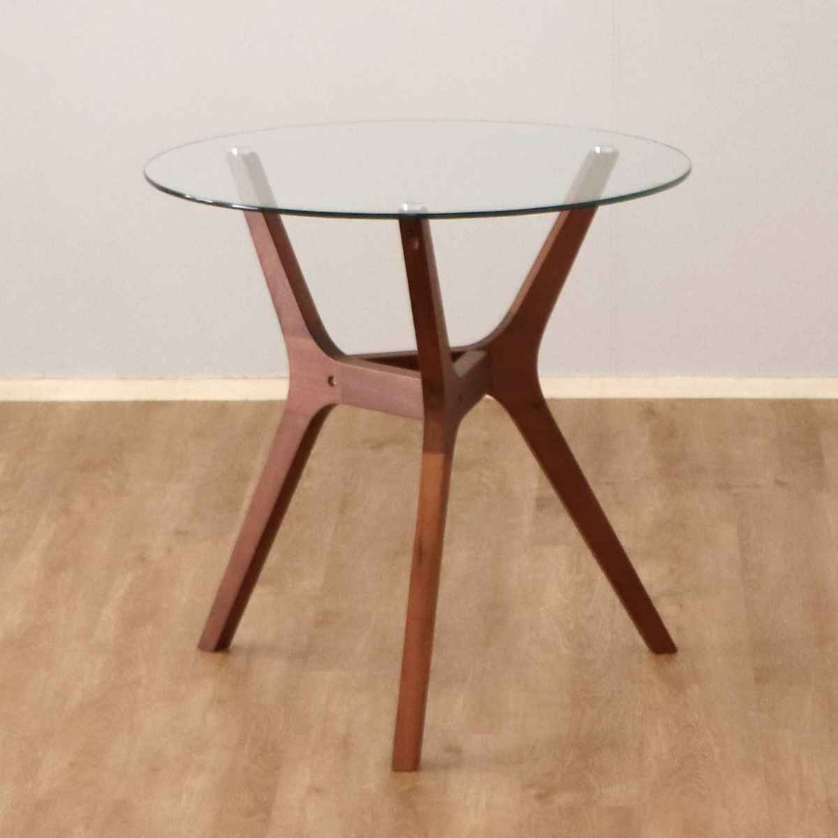 東馬（Tohma） カフェテーブル 一人暮らし 丸 天然木 ガラス天板