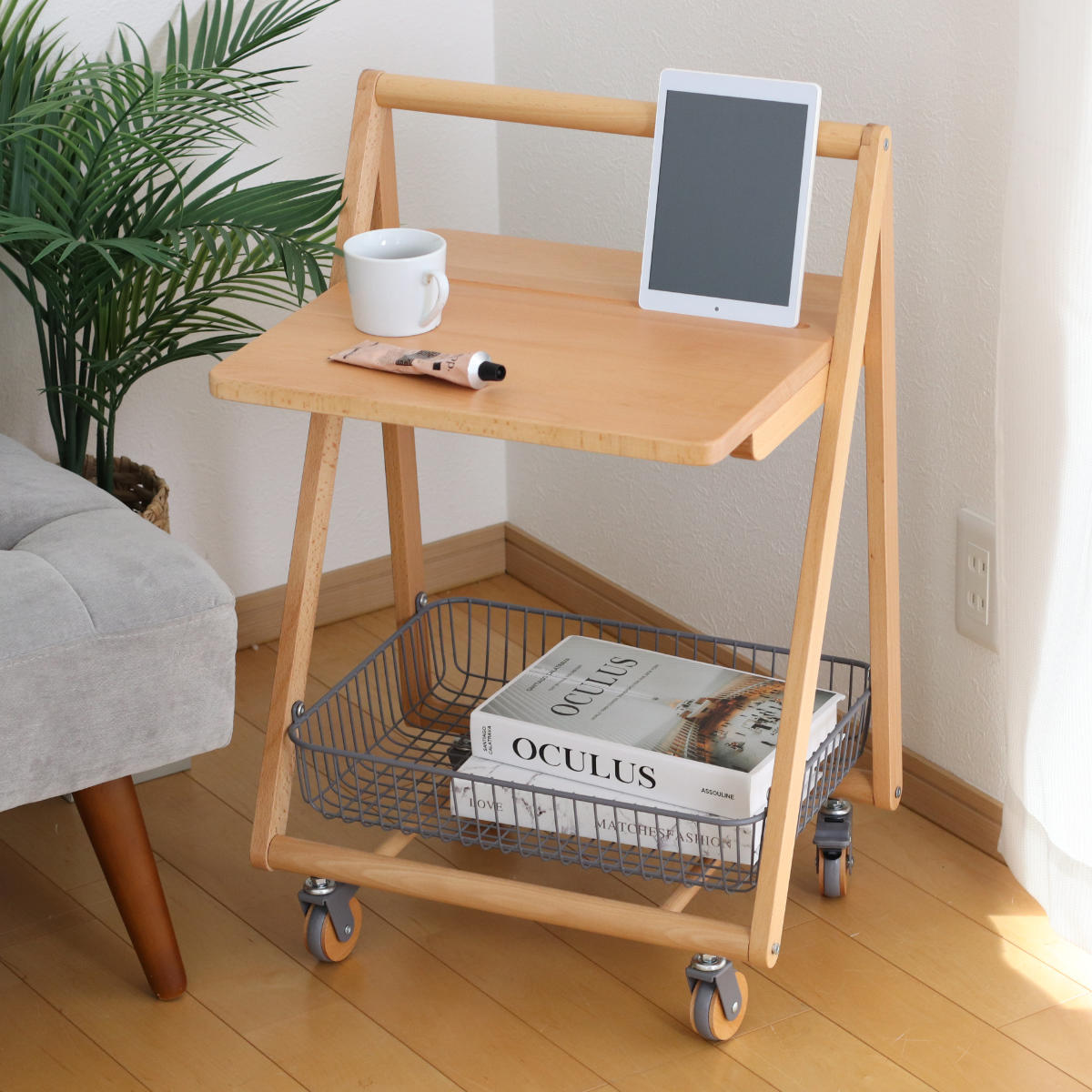 弘益 サイドテーブル キャスター付 テーブルワゴン 高さ70cm リヴ