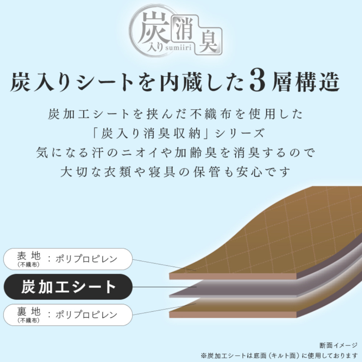 布団収納ケース 炭入り消臭羽毛布団ケース タテ...の詳細画像5