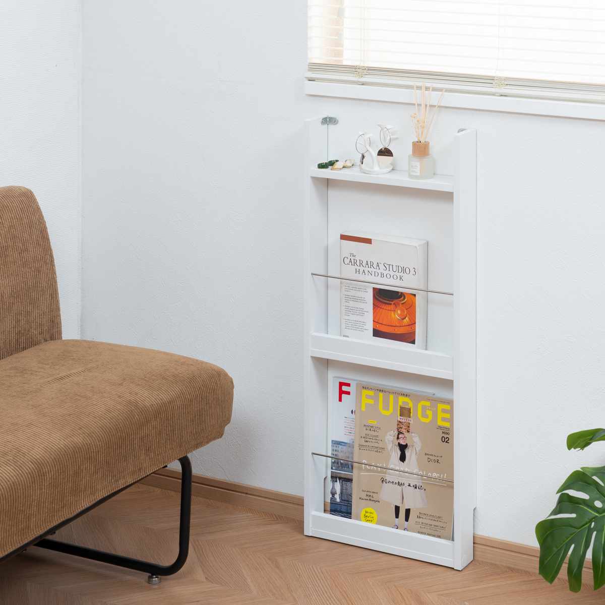 マガジンラック 幅36cm 2段 薄型 （ 本棚 雑誌収納 ブックスタンド