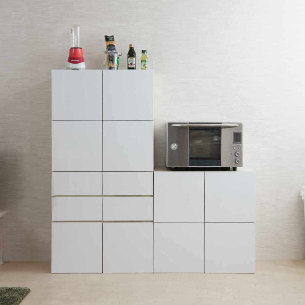 スクエアキャビネット 4枚扉タイプ ハイグロス前板 幅70cm