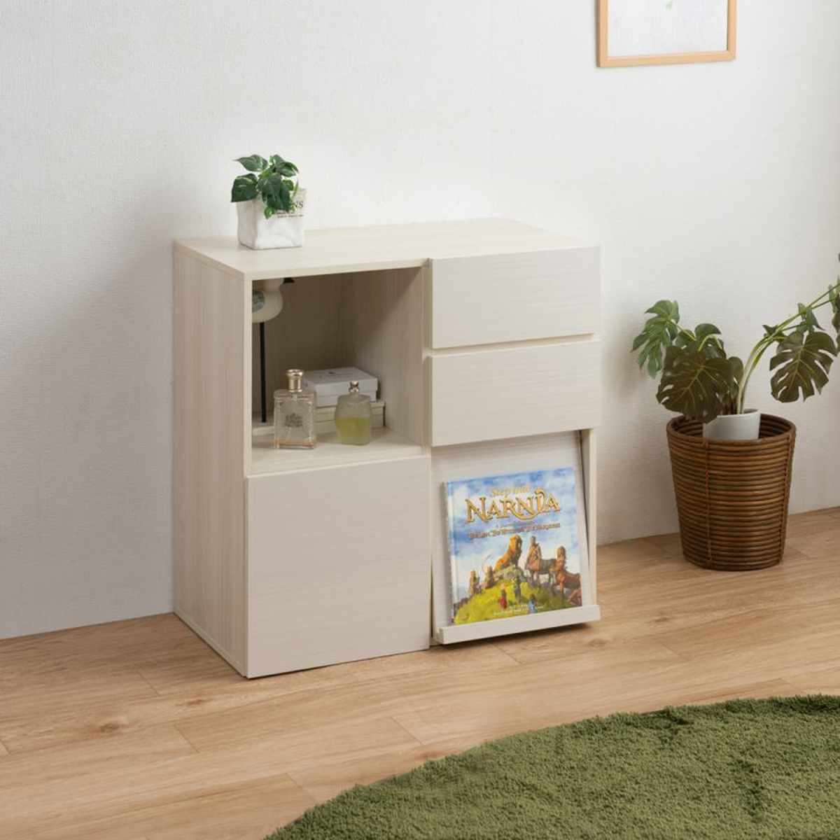 スクエアキャビネット 4パターン収納タイプ ハイグロス前板 幅70cm