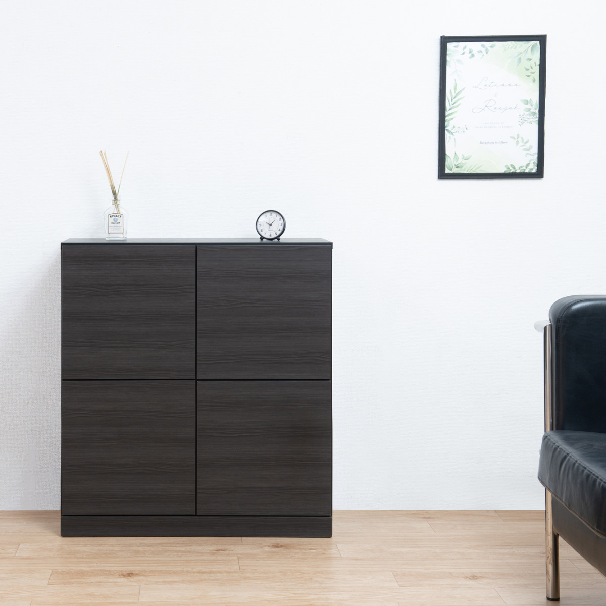 カウンター下収納 薄型キャビネット 4枚扉タイプ 日本製 約幅81cm （ キャビネット 棚 収納 薄型 キッチン カウンター 完成品 ）_4
