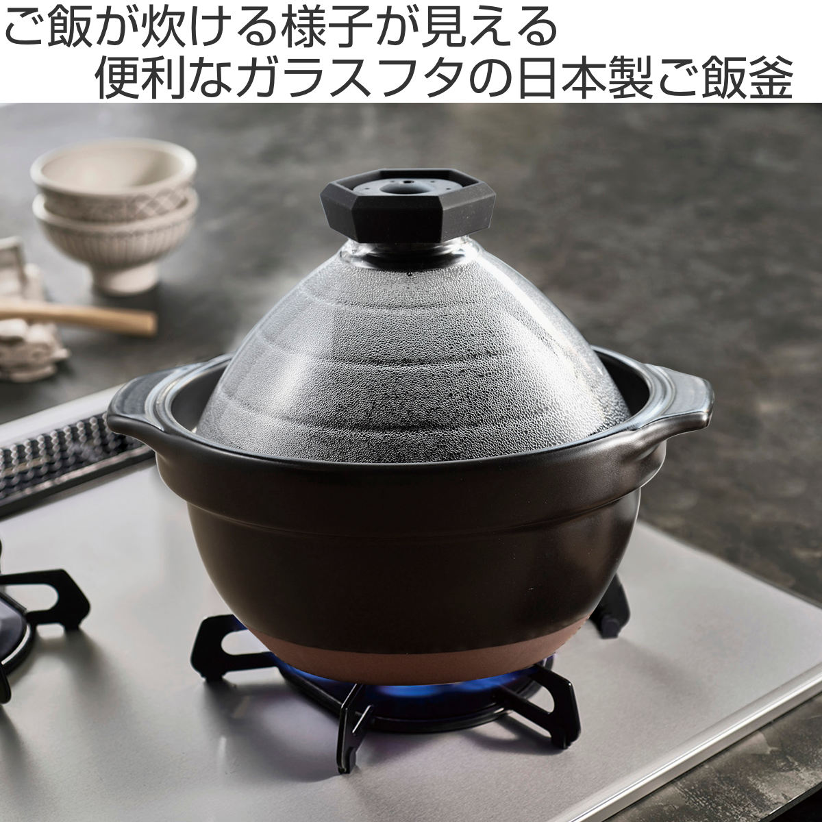 直火専用 ガラス蓋付き 炊飯土鍋 フタが 2 3合 HARIO ハリオ HARIO ハリオ 1 2合 フタがガラスのご飯釜 ガラス蓋 フタがガラスのIH対応ご飯釜雪平 調理器具・卓上関連 耐熱 ガス火専用 の HARIO 0