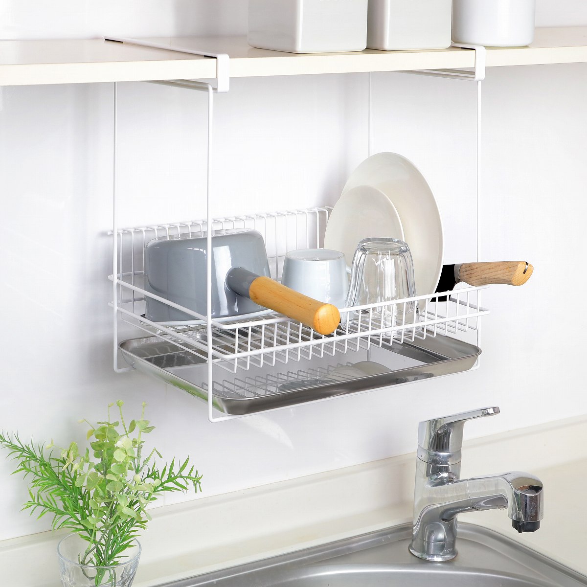 ヨシカワ 特典付き 水切りラック 吊り戸棚水切りラック （ 日本製 1〜2