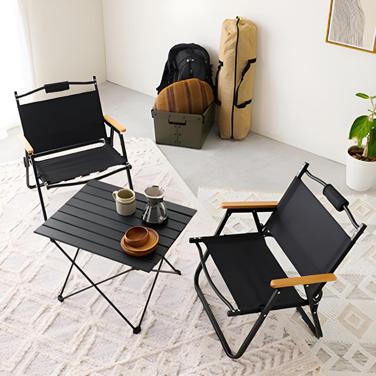 アウトドア テーブルチェアセット HAGiHARA（萩原） テーブルチェアセット 3点セット 折りたたみ