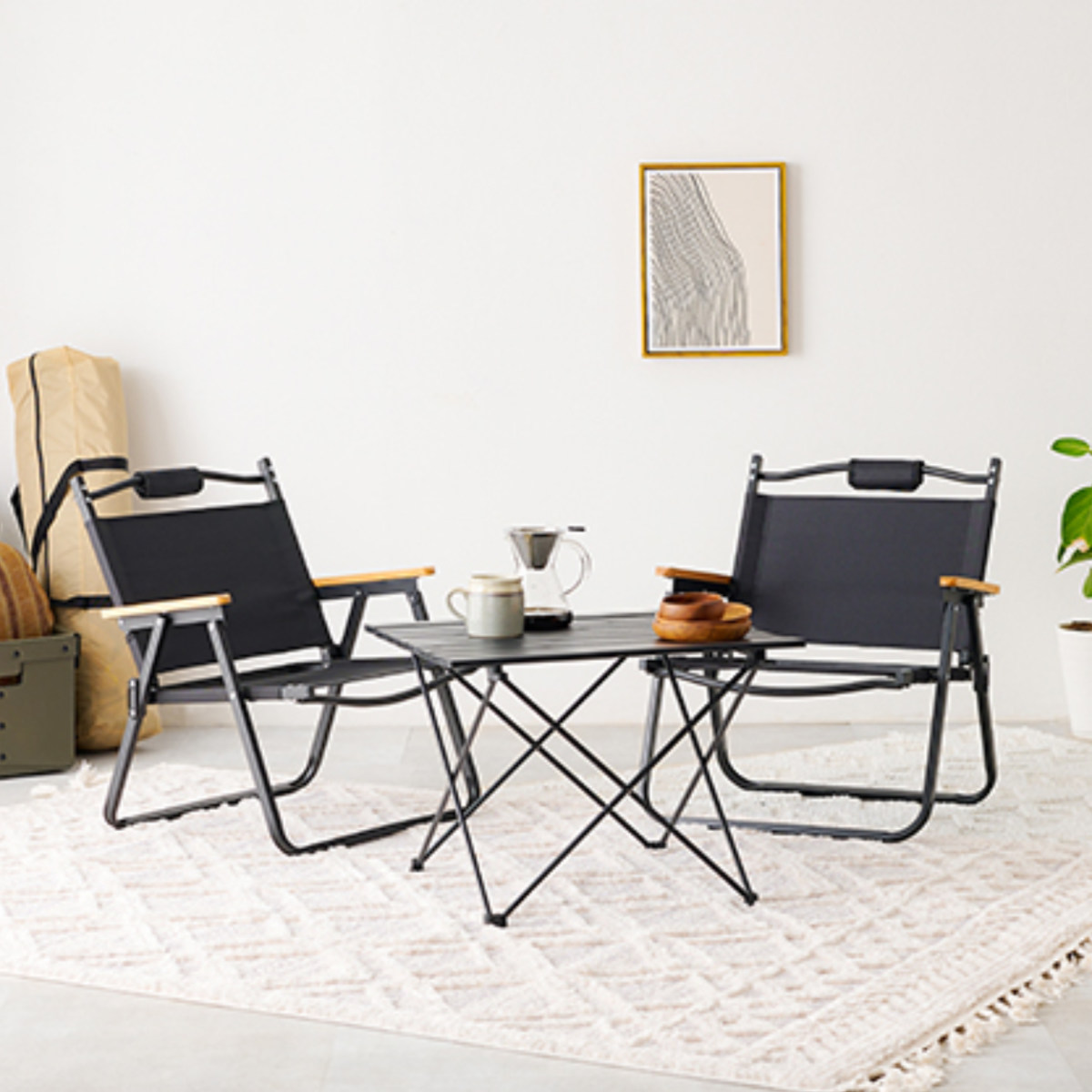 HAGiHARA（萩原） テーブルチェアセット 3点セット 折りたたみ