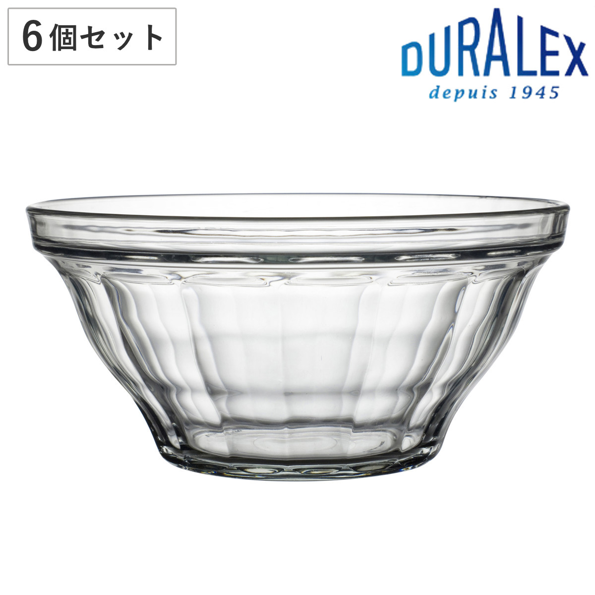 DURALEX デュラレックス ピカルディ ボウル 23cm 6個セット （ PICARDIE 食洗機対応 電子レンジ対応 強化ガラス サラダボウル 食器 ガラス ガラス製 ）