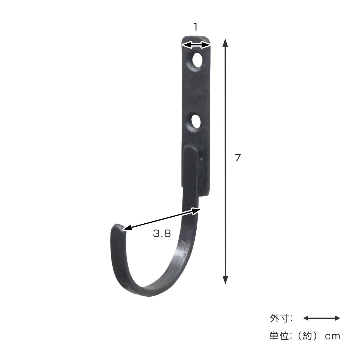 壁掛けフック アイアンフラットフックL アンティーク調 （ フック 壁 