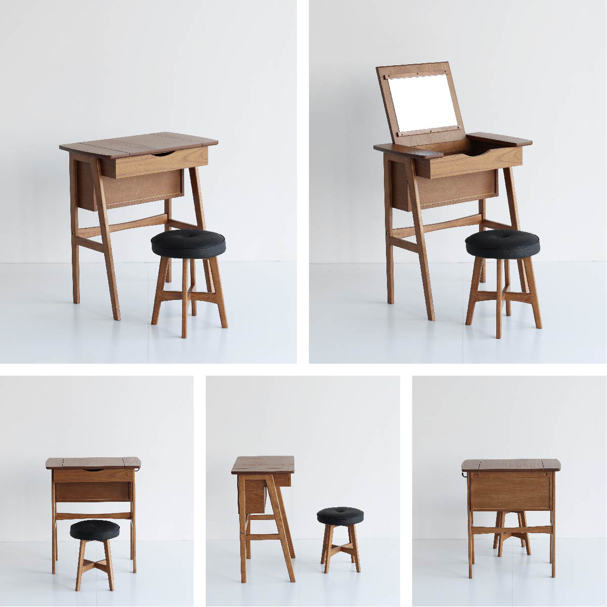 ICHIBA（市場） ドレッサー コンパクト デスク スツール付き 幅62cm