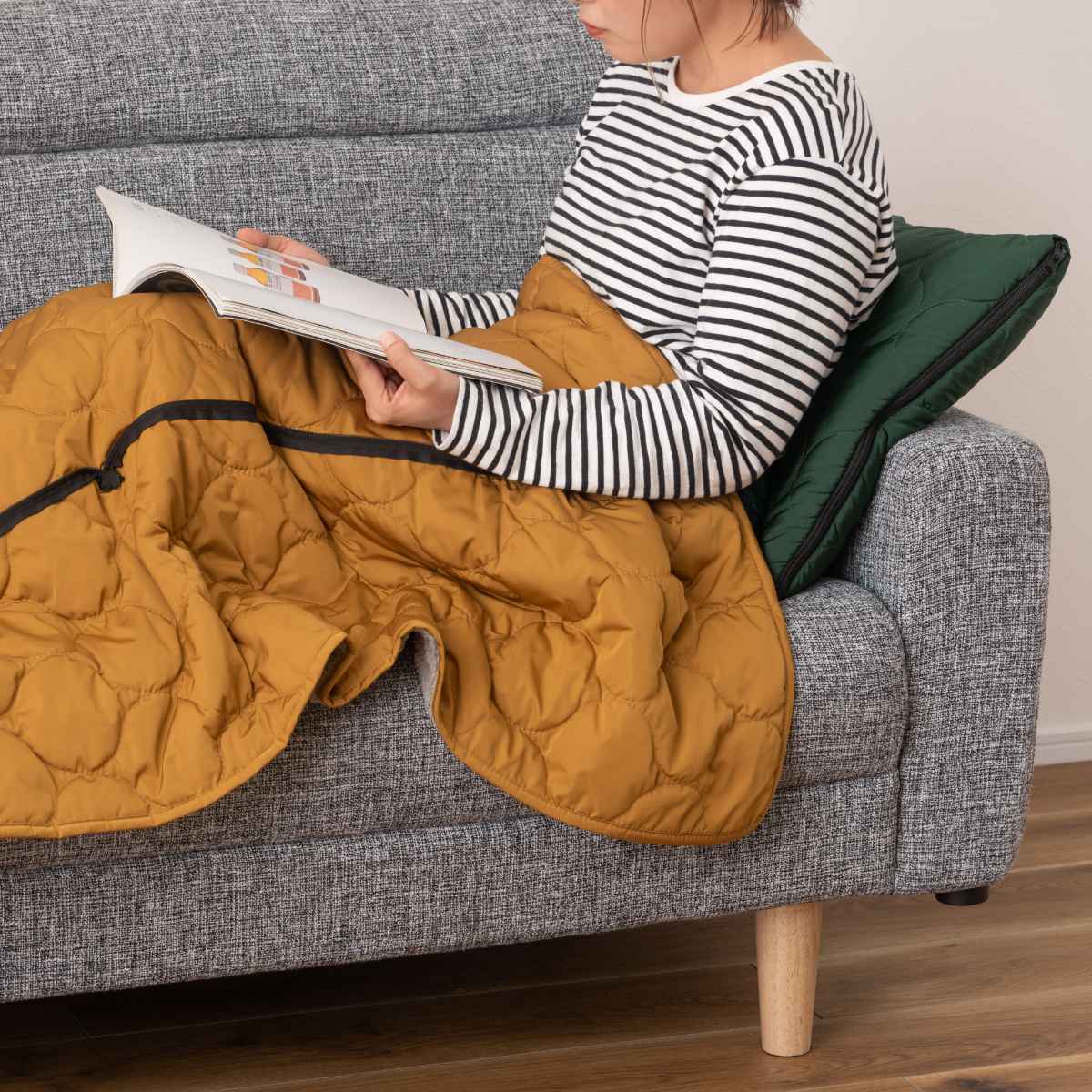 クッションブランケット 2WAY ハーフサイズ アウトドア （ 大判