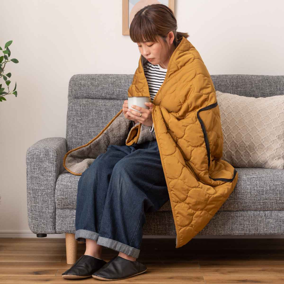 クッションブランケット 2WAY ハーフサイズ アウトドア （ 大判