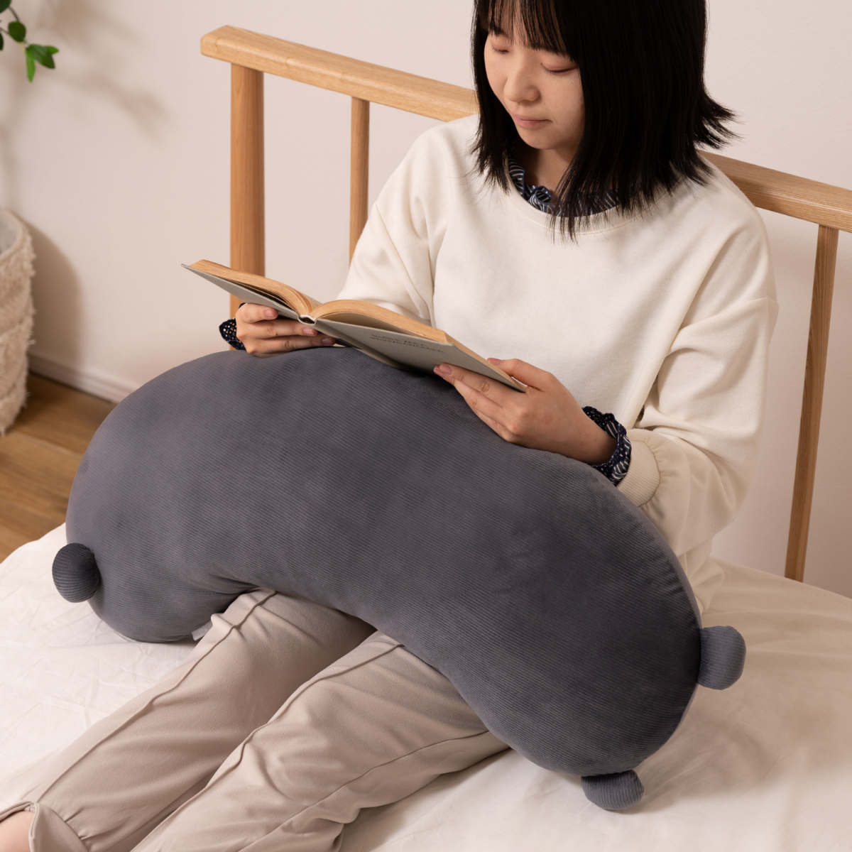 抱き枕 アニマルボディピロー くすみカラー コーデュロイ 高さ70cm