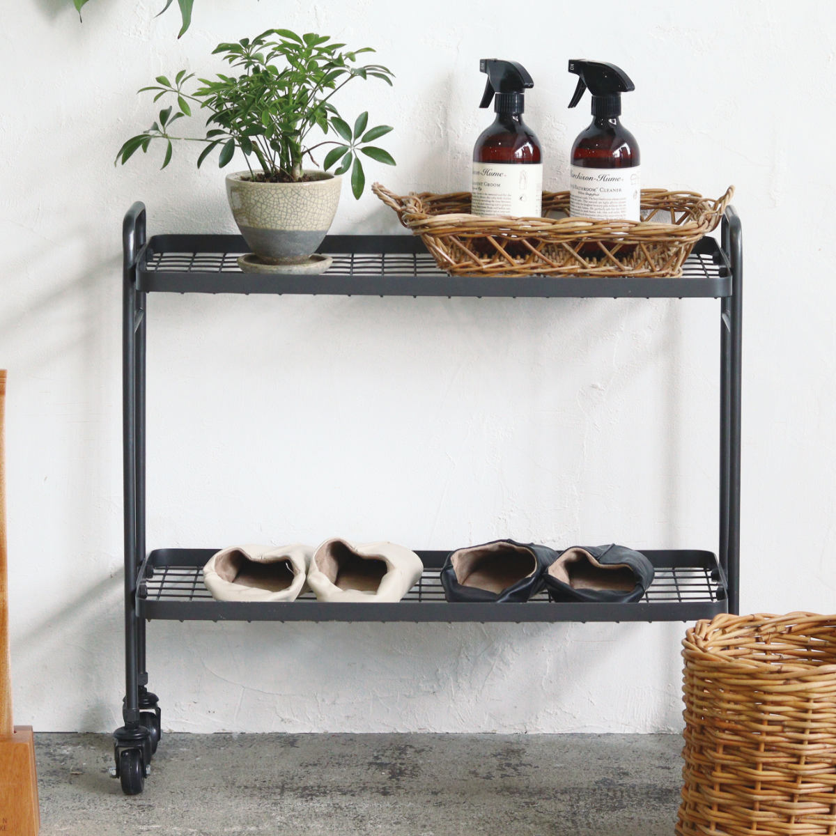 【アンティーク】光製作所 アイアンフレーム キャスター付 サイドワゴン 古道具 アンティーク】光製作所 アイアンフレーム キャスター付 サイドワゴン