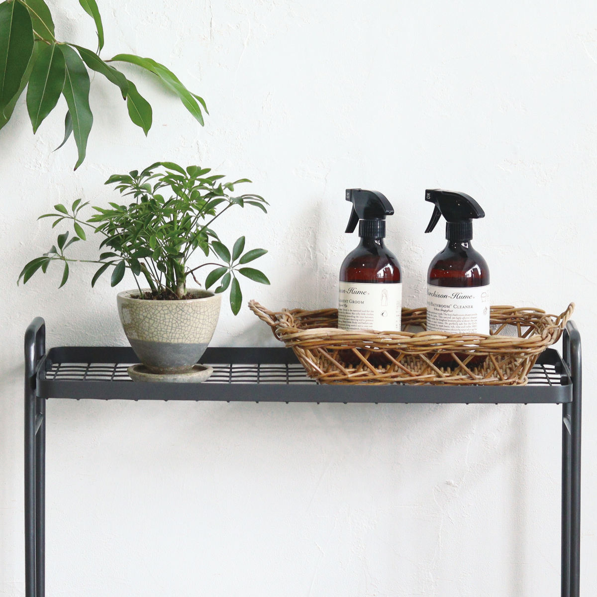 Creer アイアンシェルフワゴン アンティークブラック 2段 （ シェルフ