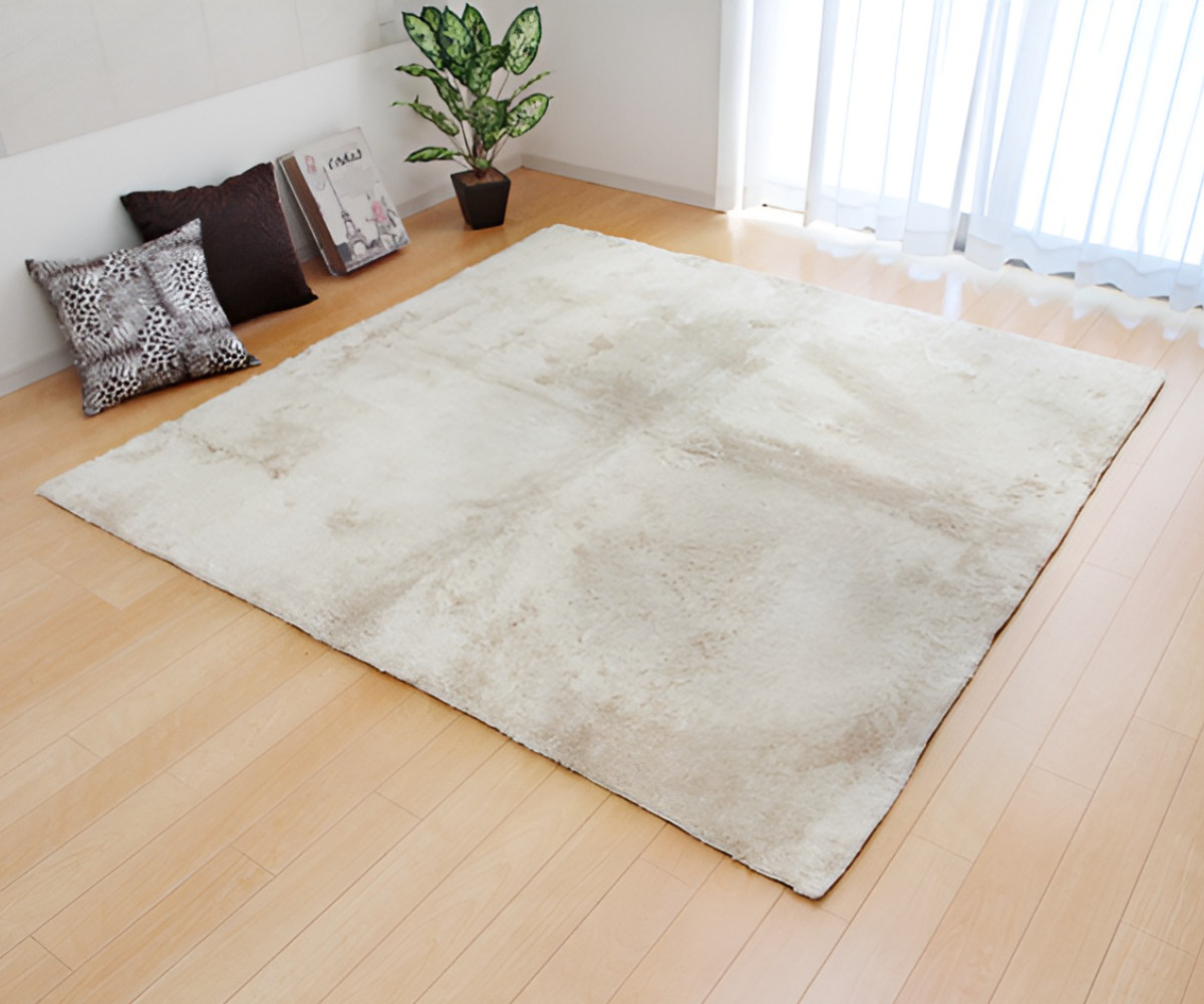 イケヒコ ラグ カーペット シャギー調 2畳 無地 ラルジュ 約185×185cm