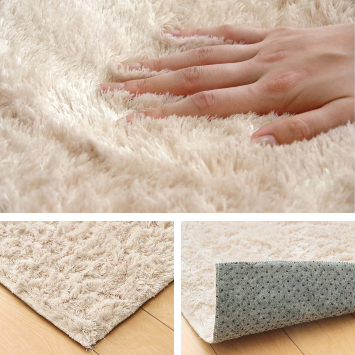 イケヒコ ラグ カーペット シャギー調 2畳 無地 ラルジュ 約185×185cm