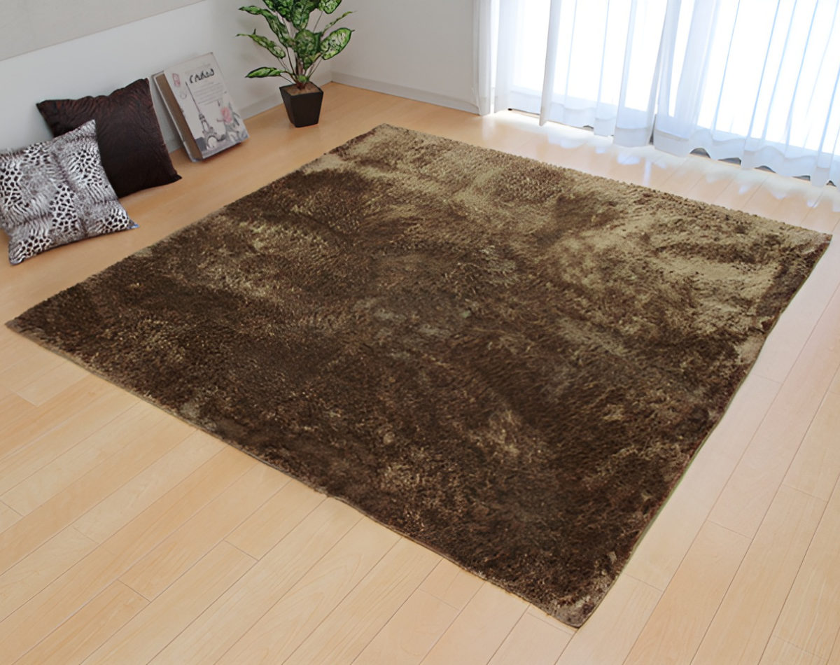 イケヒコ ラグ カーペット シャギー調 2畳 無地 ラルジュ 約185×185cm