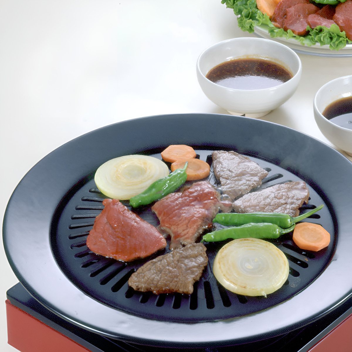 金属製 丸鍋 ダークグレー 和平フレイズ 焼肉プレート 33.5cm 丸型 カセットコンロ専用 味覚探訪