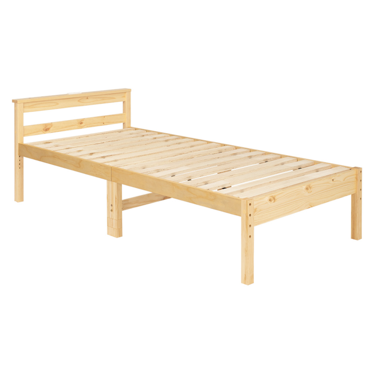 シングルベッドすのこシングル HAGiHARA（萩原） シングルベッド すのこ 2口コンセント 宮棚付 高さ