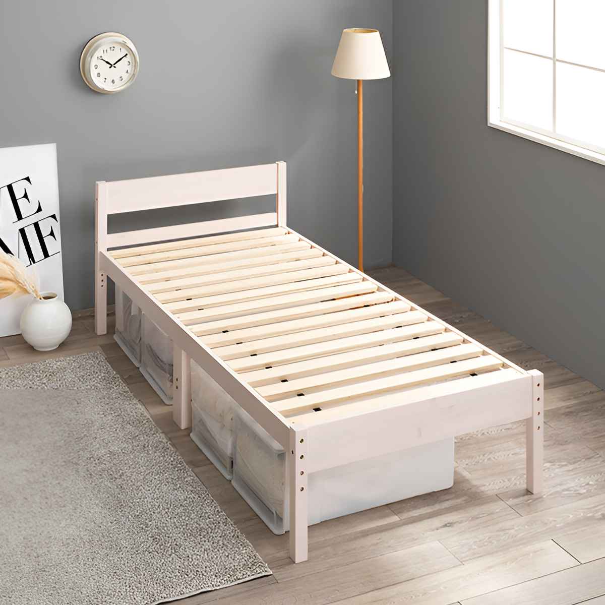 HAGiHARA（萩原） シングルベッド 4つ折りマットレスセット すのこ 高