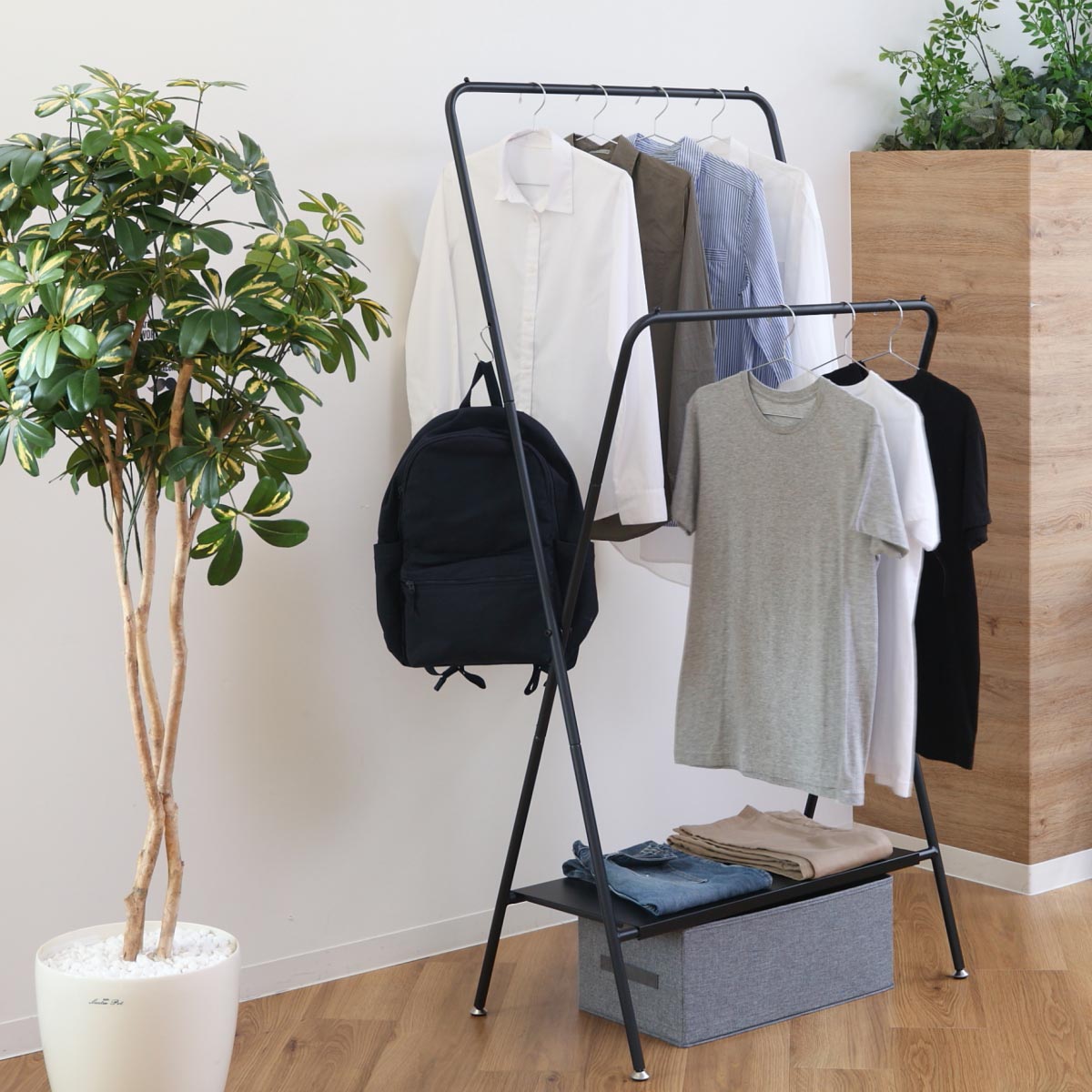 ハンガーラック 幅81cm 2段 （ コートハンガー ポールハンガー 収納