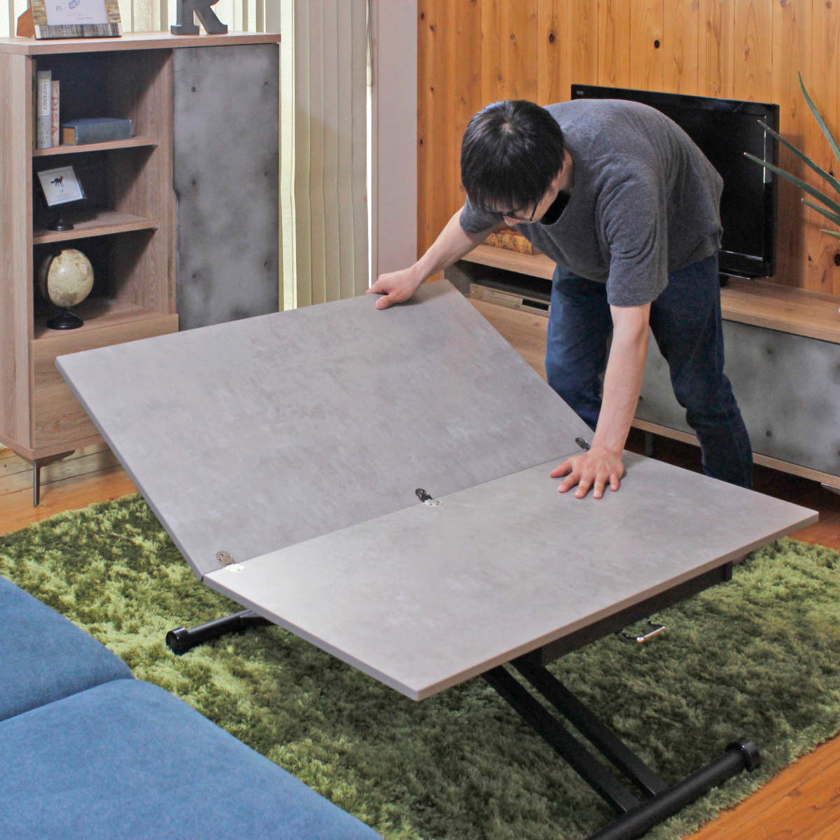 ローテーブル おしゃれ 大きめ 伸長 昇降 幅110cm （ 天板 拡張