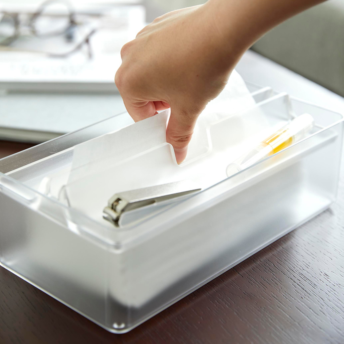 山崎実業 smart トレー蓋付きペーパータオルケース スマート クリア （ 4903208031264 スマートシリーズ ティッシュケース ティッシュボックス ） | 山崎実業 | 13