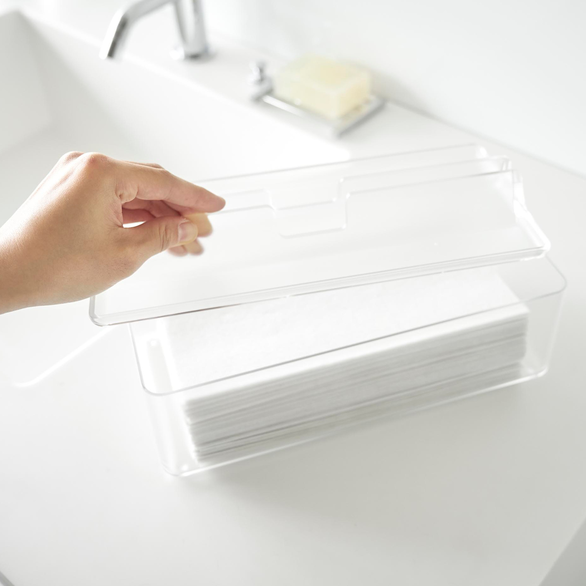 山崎実業 smart トレー蓋付きペーパータオルケース スマート クリア （ 4903208031264 スマートシリーズ ティッシュケース ティッシュボックス ） | 山崎実業 | 14