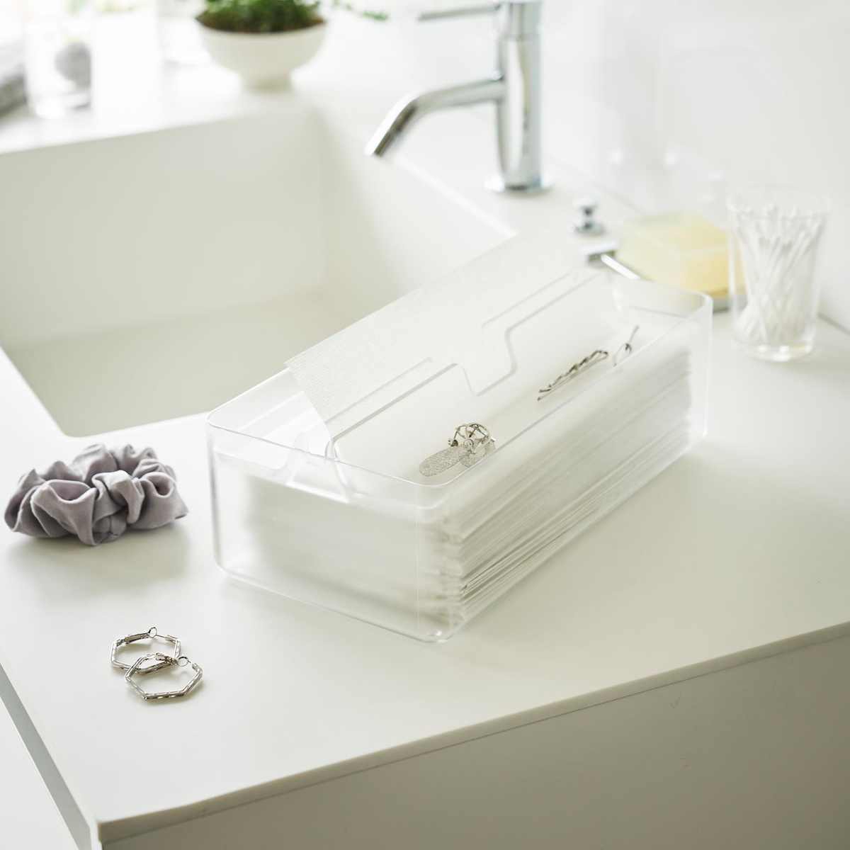 山崎実業 smart トレー蓋付きペーパータオルケース スマート クリア （ 4903208031264 スマートシリーズ ティッシュケース ティッシュボックス ） | 山崎実業 | 09