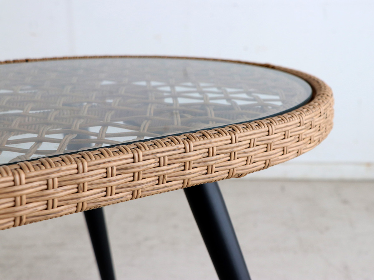 東馬（Tohma） リゾネア リビングテーブル 幅105cm ラタン調 ガラス天