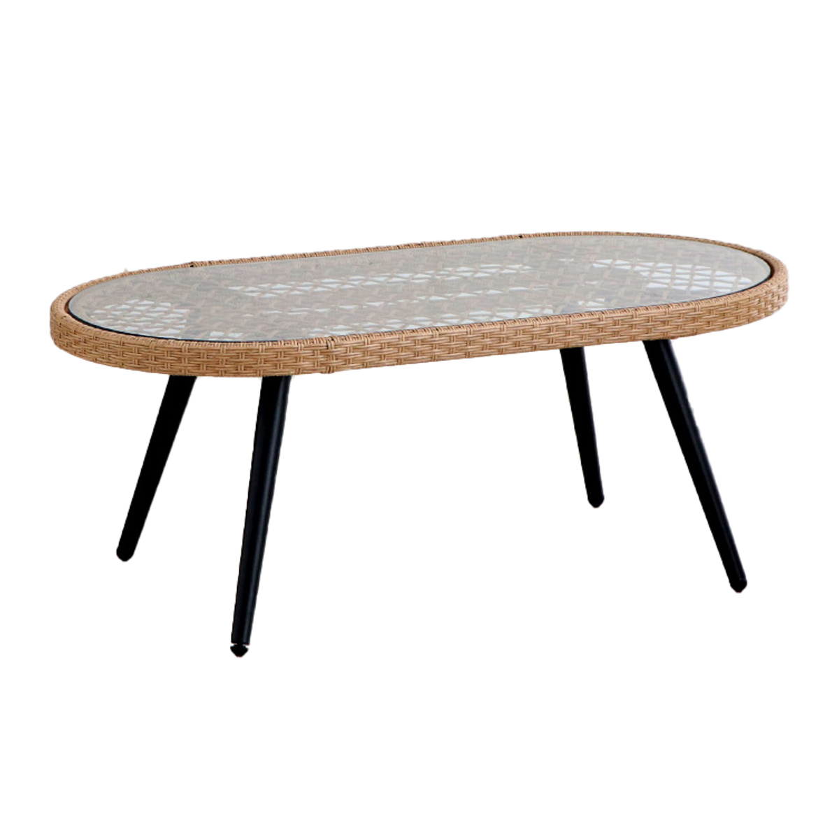 東馬（Tohma） リゾネア リビングテーブル 幅105cm ラタン調 ガラス天