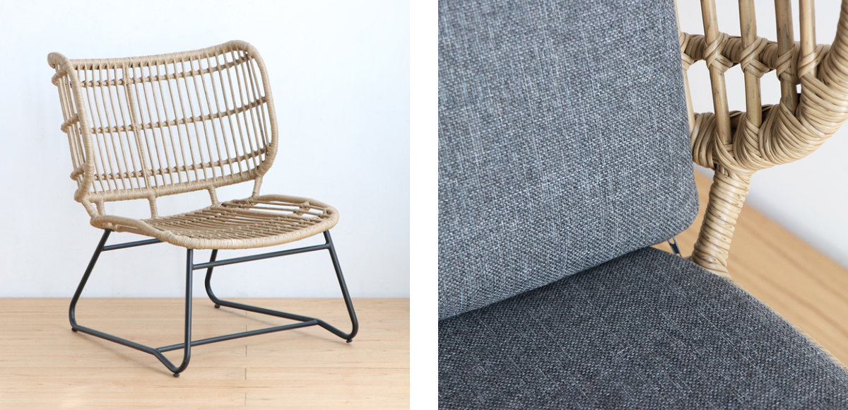 東馬（Tohma） リゾネア ワイドチェア 1人掛け 座面高44cm ラタン調