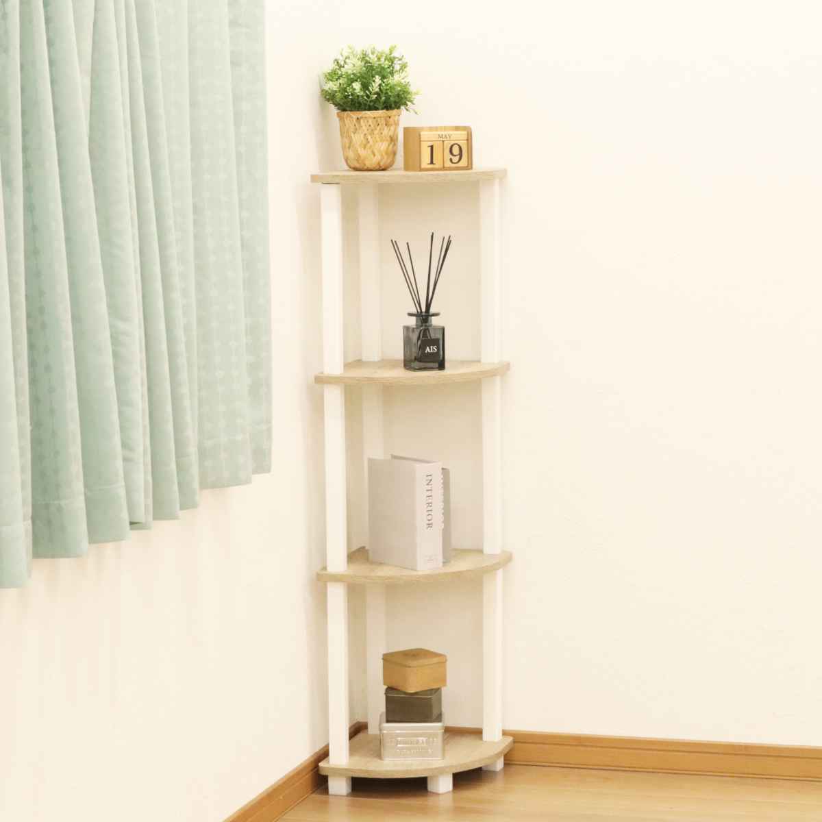 飾り棚 エイ・アイ・エス コーナーラック 4段 オープンタイプ 簡単組立て