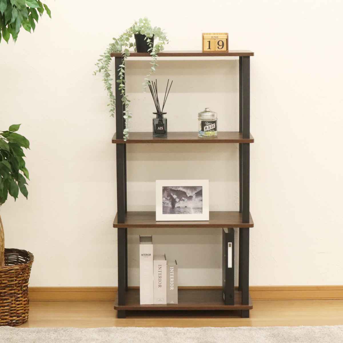 エイ・アイ・エス オープンラック スリム幅 4段 簡単組立て 約幅47cm