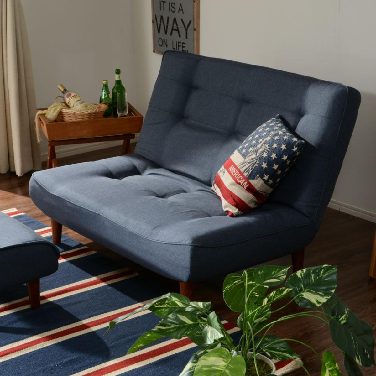 セルタン ソファ 2人掛け 幅121cm ハイバックソファー ダリアン デニム