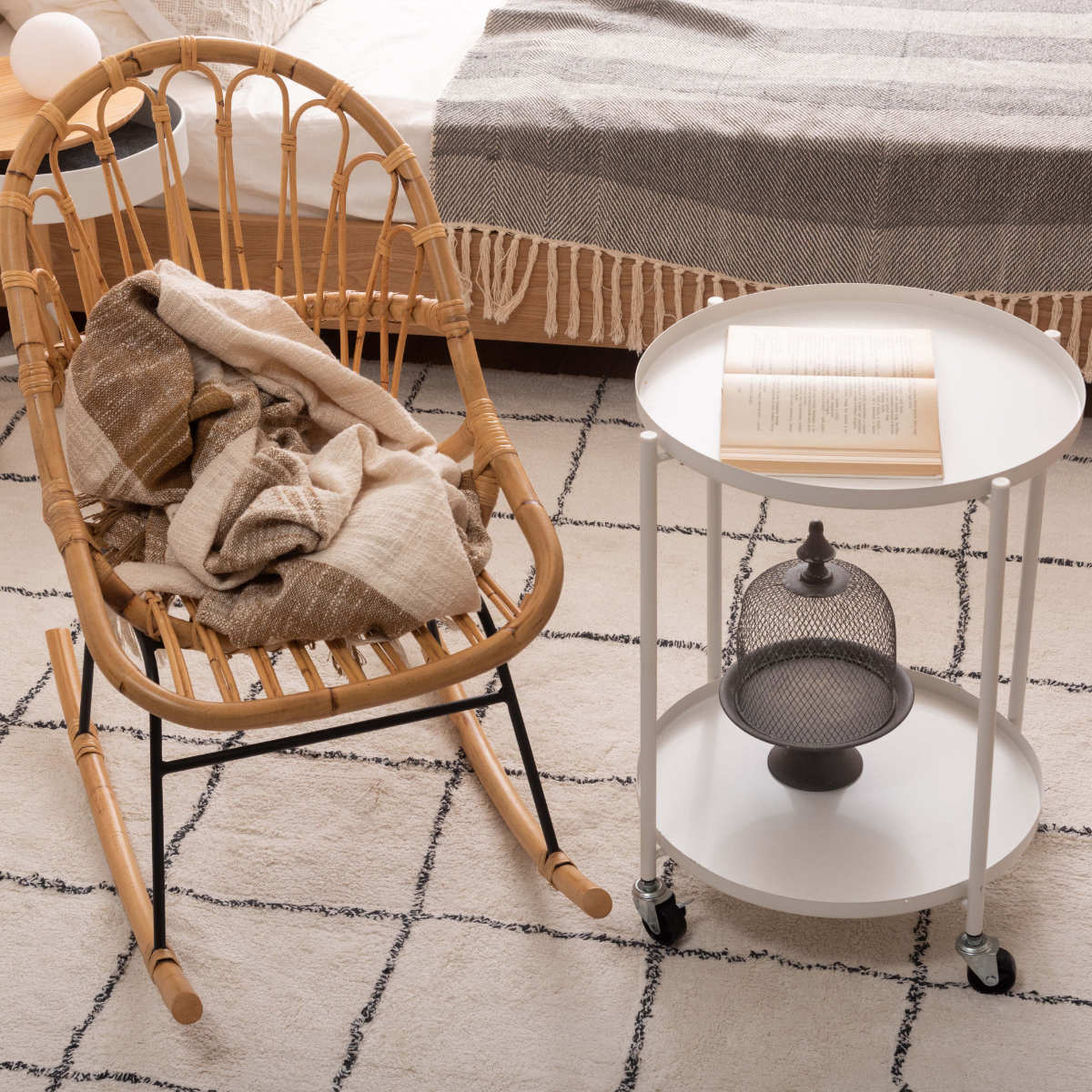 東谷 サイドテーブル キャスター 丸 収納 持ち運び簡単 高さ59cm