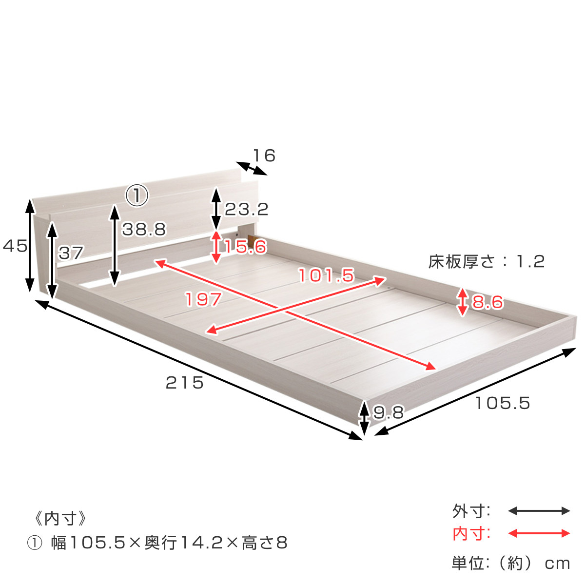 ホームテイスト（HOME taste） フロアベッド シングル すのこ 2口