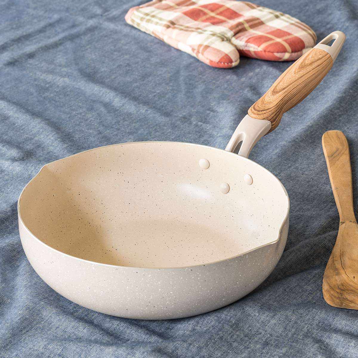 深型フライパン 24cm IH対応 ナチュルストーン （ ガス火対応